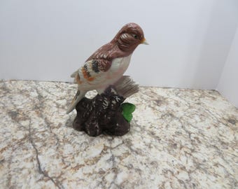 P 347 Vintage 1970's Porcelain Bird On A Branch Figurine Hand Painted And Marked With A Letter M From Taiwan No Chips Or Cracks