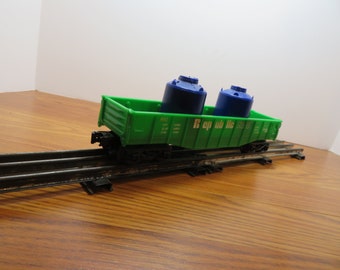 T 370 O/27 Lionel Republic Gondola 9142 With (2) Lionel Containers Excellent Condition 1970