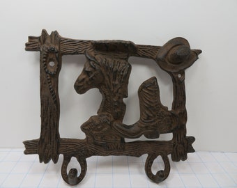 MH 508 Heavy Metal Western Wall Mount Coat Rack Vintage Like New