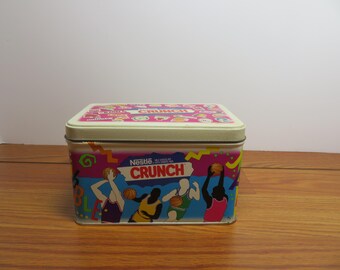 T 701 Vintage 1990's Nestle Crunch NBA Collectible Tin Excellent Condition & Clean
