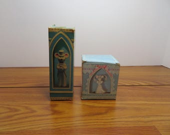 F 151 Old Vintage 1978 Avon Church Mouse Groom .75 oz Full Bottle & Church Mouse Bride 2 oz Full Cologne Bottle In Original Boxes