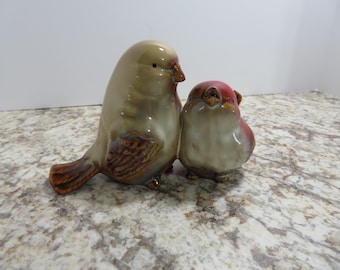 P 338 Vintage 1980 Pair Of Chubby Ceramic Birds From China No Chips Or Cracks