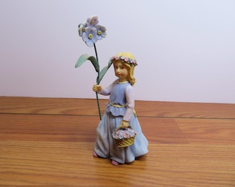 T 696 Wild Flower Angels Ceramic Forget Me Nots For Remembrance Kathy Killip 2001  No Chips Or Cracks