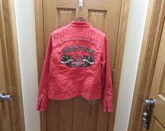 T 760 Ladies Mauve & Black Biker's Jacket Size M With Logo On Back, Studded Sequins, and Zipper Cuffs Like New 1990