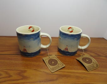 F 171 Vintage 2004 Boyd's Bears Mugs - Beware Pottery Works Set Of (2) With Tags New Old Stock