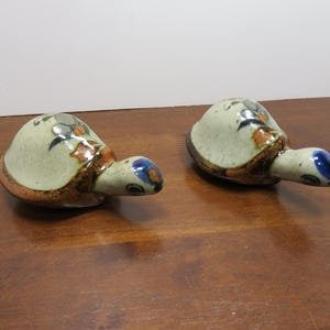 T 741 Vintage Rare 1980 Jorge Wilmont - Tonala, Mexico Glazed Pottery Turtles (2) With &#39;W&#39; Signature No Chips Or Cracks Mint