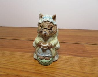 T 597 Vintage 1980's Grandma Wolf Ceramic/Porcelain Figurine Hand Painted No Chips Or Cracks