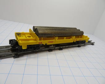F 74 Lionel O/27 Gauge Union Pacific Vintage 1974 Log Car With Logs - Note This Cr Does Not Dump - Like New
