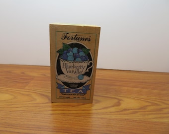 T 418 Fortunes Wooden Tea Bag Box Or Trinket Box Vintage