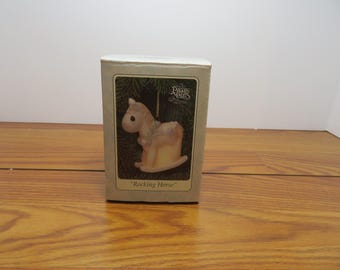 T 778 Enesco Rare Porcelain 1993 Precious Moments Rocking Horse Lighted Ornament - Brand New Old Stock