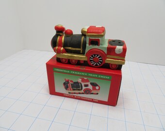 H 369 Galaxy Giftware Hand Painted  Incense Burner Train Engine Vintage 2002 - Brand New