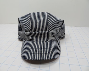 Boys Striped Engineer Hat Blue/White Striped