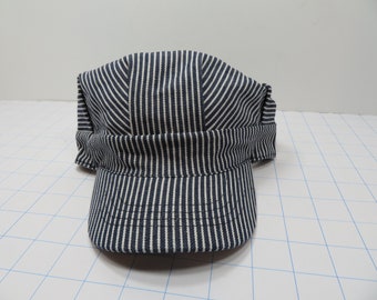 Boys Striped Engineer Hat Blue/White Striped Adjustable
