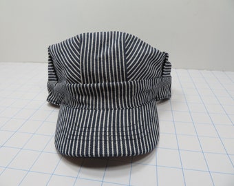 Boys Striped Engineer Hat Blue/White Striped