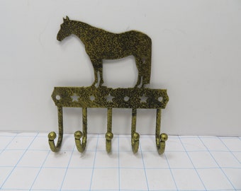MH 463  Equine Motif Hammered Finish 5 Hook Key/Tack Hook Brand New