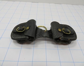 Black Leather Mini Saddle Bag Key Chain - Brand New