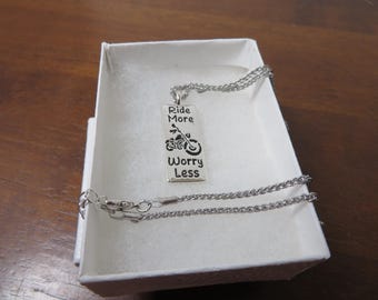 F 290 Ladies 18" Bikers Chain Neckless 1990 With Silver Pendent "Ride More Worry Less"  Brand New Old Stock