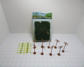 P 301 HO Vintage 1990's Telephone Poles (9) Road Signs (12) Foliage Fiber Clusters (1) Pack Brand New Old Stock