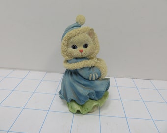 H 391 Calico Kittens Vintage Resin Figurine 1995 I'll Be Home For Christmas Cat Vintage 5C10/119