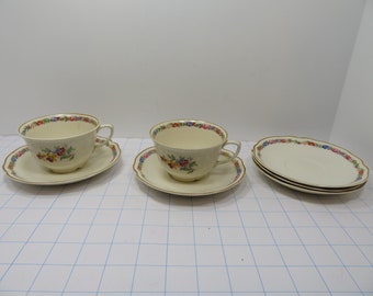 MH 217  Old Staffordshire Johnson Brothers England Floral Pattern Coffee Cups & Saucers Vintage