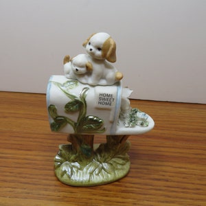 T 317 Mailbox Pups Porcelain Figurine - No Chips Or Cracks - Brand New Old Stock