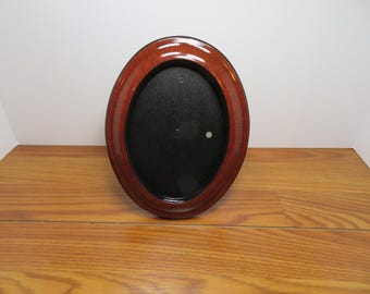T 886 Vintage Olan Mills 5x7 Contemporary Cherry Oval Picture Frame With Box - Brand New Old Stock