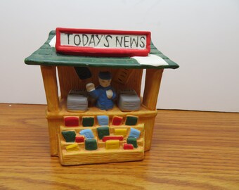 H 809 Dickens Ville 1991 Todays Newstand Porcelain Noma 6148 Vintage