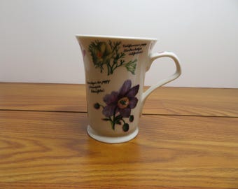 F 108 2000 Crocus Floral Mug - Welsh Poppy's- Lily Flower Tulips - No Chips Or Cracks