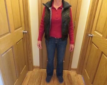 T 761 Harley Davidson Genuine Leather Vest With Gray/Silver Lining - Size Medium Ladies