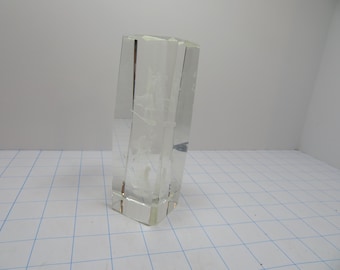 F 5 Vintage 1960's Fairy's Hologram Etched In Solid Glass Internally - Mint- No Chips Or Cracks - A Very Heavy Piece