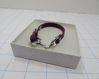 Purple Faux Leather Stackable Snaffle Bit Bracelet (For Small Wrists )