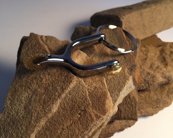 Western Spur Key Chain - Chrome, Brass Rowel, and Button - Ready To Ship!