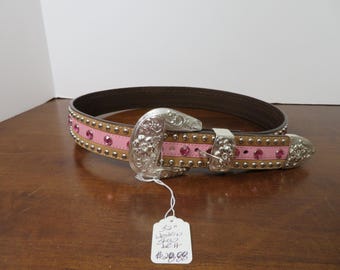 F 273 Girls 32" Bonded Leather Western Show Belt With Lots Of Bling - Excellent Condition