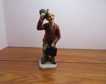 F 123 Vintage 1980's Grandpa In Business Suite With Briefcase - Porcelain Figurine - No Chips Or Cracks