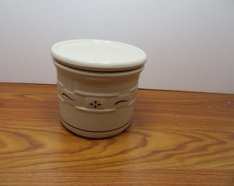 H 797 Longaberger Pottery Condiment Jar With Traditional Woven Red Vintage- Like New