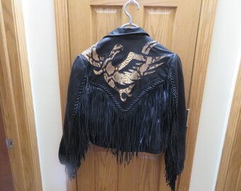 【SATIIIZ】Keria Vintage Fur Leather Jumper T 758 Gypsy Leather Bird of Paradise Black Leather Fringe