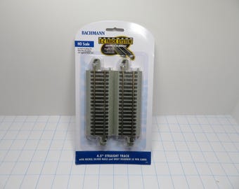 P 291 HO Bachmann # 44514 EZ Track Nickel Silver 4.5" Straight Track (4) Piece Brand New Old Stock