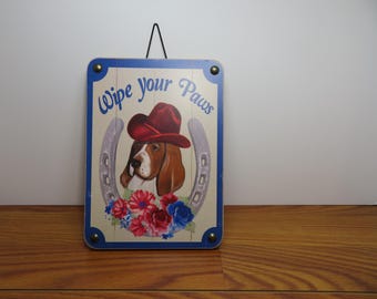 F 117 Vintage Wall Hanging Picture By Ree Drummond Wipe Your Paws Painting Sign - Brand New Old Stock - Very Cute