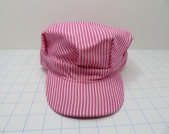 Girl's Classic Striped Train Engineer's / Brakeman's Hat In PINK! AdJustable