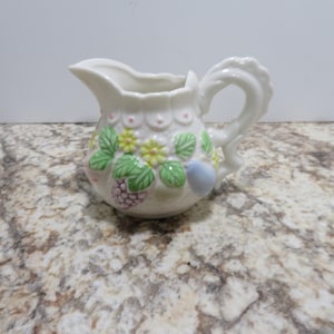 P 343 Vintage 1999 Ceramic Creamer Pastel Egg And Fruit Design - China No Chips Or Cracks Excellent Condition