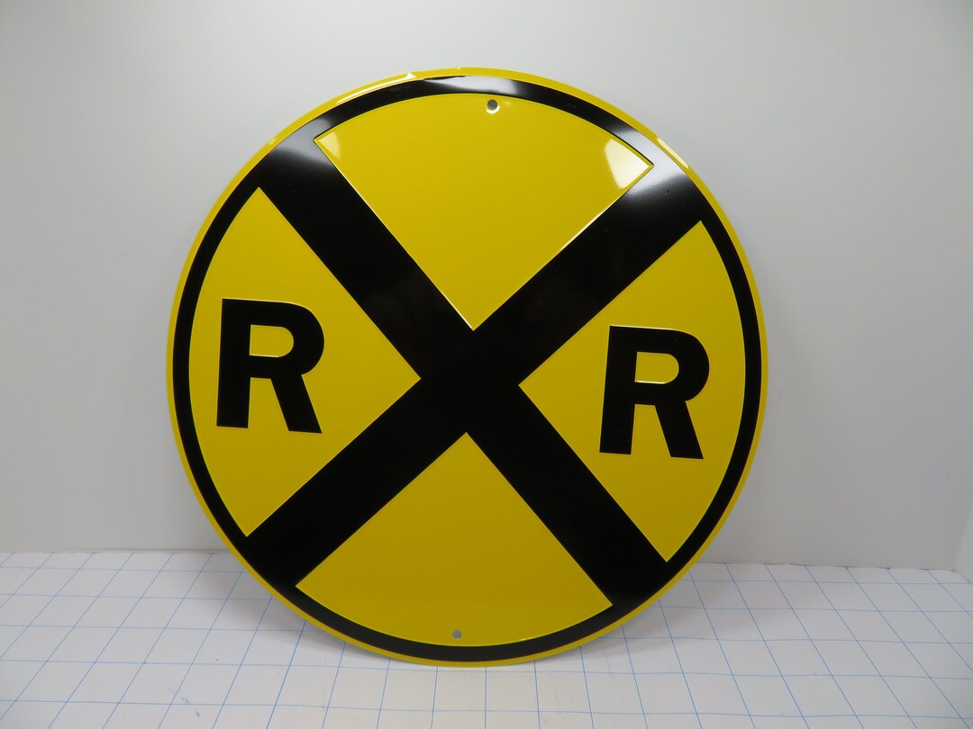 Round R/R Crossing Tin Sign New Old Stock - 12