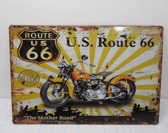 Route 66 Tin Biker Sign 12 x 8 New Old Stock