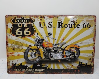 Route 66 Tin Biker Sign 12 x 8 New Old Stock