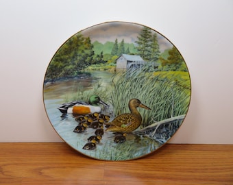 T 473 Vintage 1987 The Northern Shoveler 8 1/2" Plate #1872E Edwin M Knowles In Original Box Mint No Chips Or Cracks Brand New Old Stock