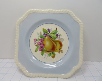 MH 278 Johnson Brother's Salad Plate Pastel Blue With Pears 7.5" England Like New Vintage