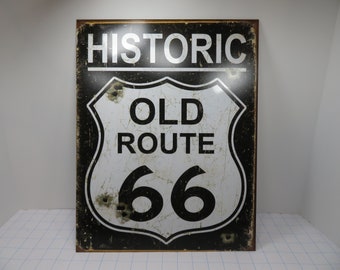 Vintage Old Tin Route 66 Weathered Sign - New Old Stock
