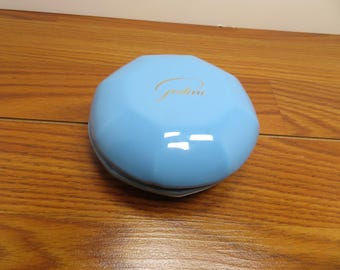 F 140 Rare Vintage 1979 Godiva Blue Porcelain Trinket/Jewelry Box With Gold Trim - Made In Italy - No Chips Or Cracks