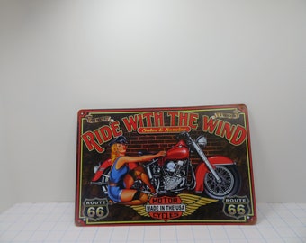 Vintage Tin Biker Sign New Old Stock