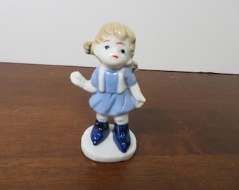 F 295 Vintage 1950 Porcelain School Girl Figurine Hand Painted - No Chips Or Cracks Made In Germany