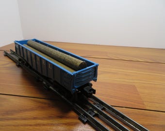 F 111 O Guage Lionel 1963 Gondola 6142 With Metal Wheels - Well weighted Includews (3) Logs Very Clean Car